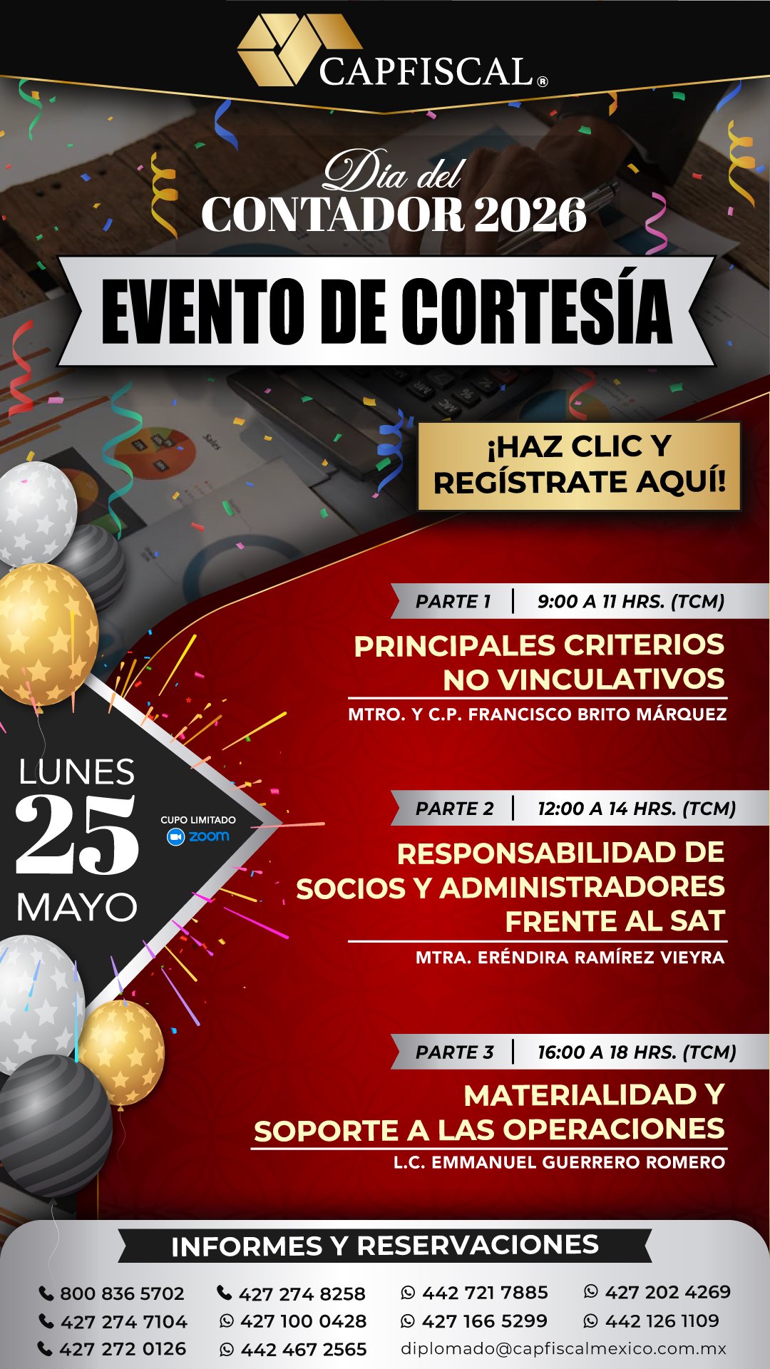 EVENTOS DE CORTESÍA MES DEL CONTADOR